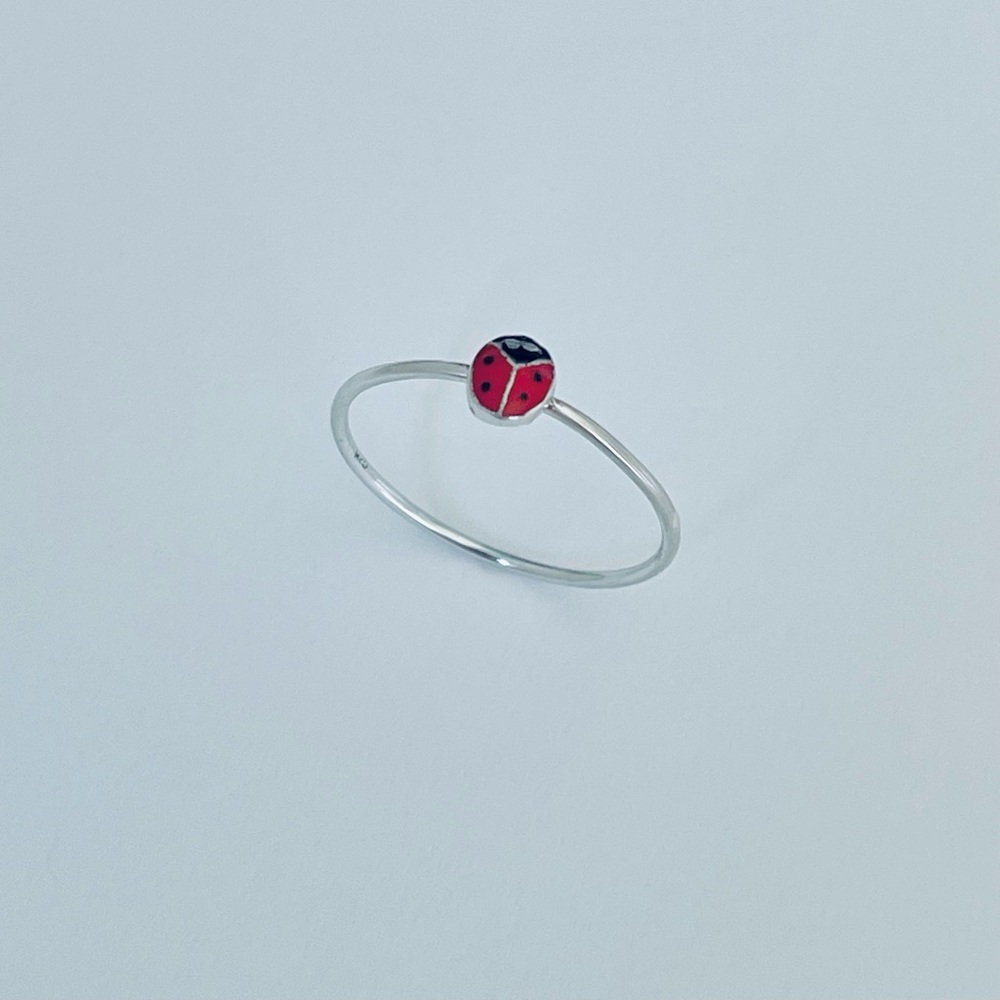 Sterling Silver Tiny Ladybug Ring, Silver Rings, … - image 7